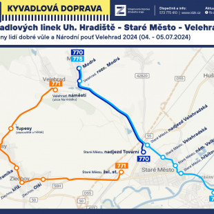 Trasy kyvadlových linek Velehrad 2024