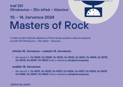 Posílení vlaků na Masters of Rock 2024